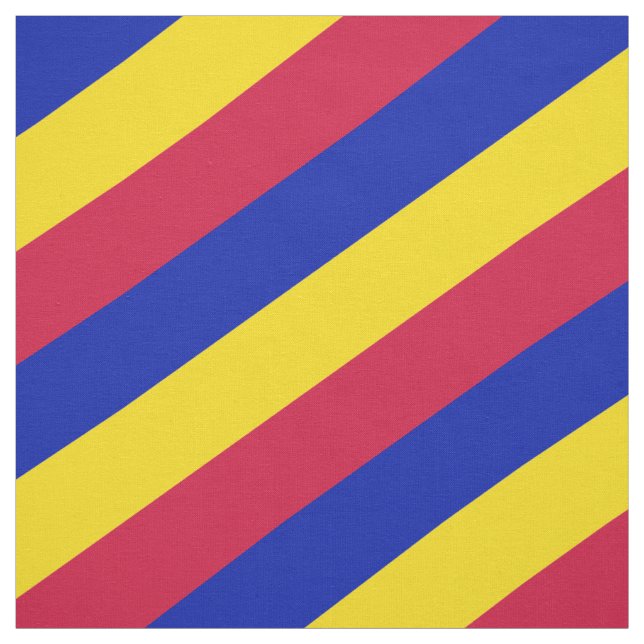 Tissu Motif rayé rouge, bleu et jaune (Échantillon)