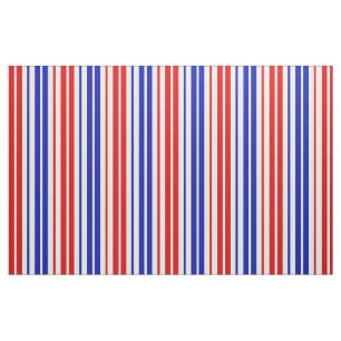Tissu Motif rayures blanches rouges bleues  