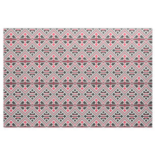 Tissu Motif rétro à point rouge et noir