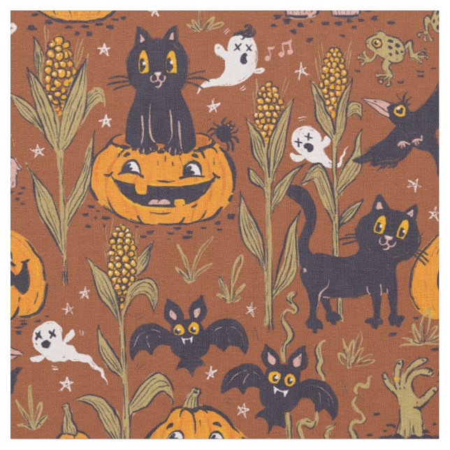 Tissu Motif rétro Halloween dans un style vintage. (Fermer)