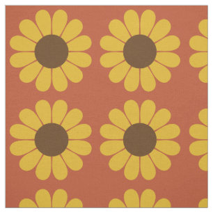 Tissu Motif rétro Vintage de tournesol