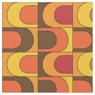Tissu Motif rétro Vintage Mod Orange