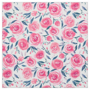 Tissu Motif Rose d'aquarelle rose