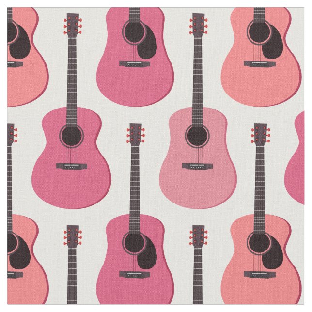 Tissu Motif rose de guitares acoustiques (Fermer)