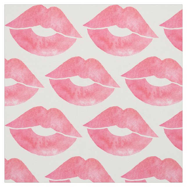 Tissu Motif rose de lèvres de regard d'aquarelle (Échantillon)