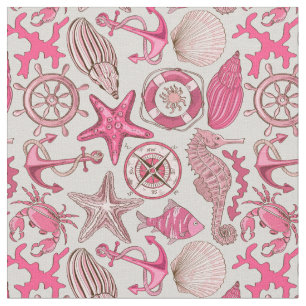 Tissu Motif rose de mer