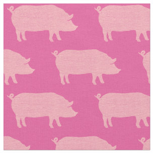 Tissu Motif rose de silhouettes de porc