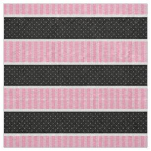 Tissu Motif rose et noir de rayures de point de polka