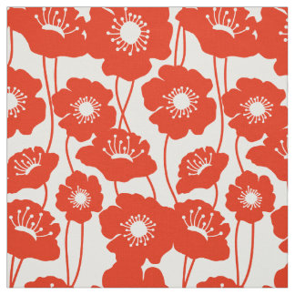 Tissu Motif rouge de pavots