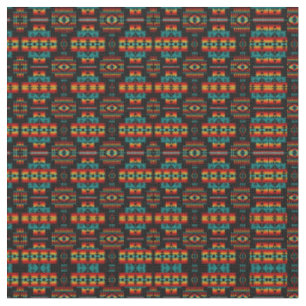 Tissu Motif rouge, jaune et bleu lumineux de Natif