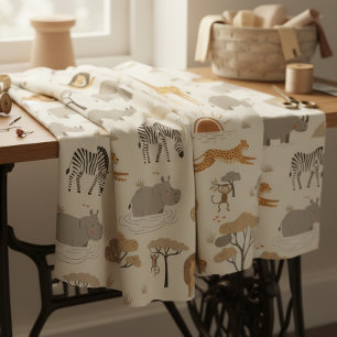 Tissu Motif Safari Savane au Lever du Soleil ID1259