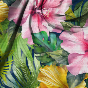 Tissu Motif sans couture de jungle d'Hibiscus