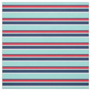 Tissu Motif Seafoam Green Dark Blue Red Stripes