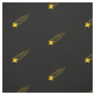 Tissu Motif Simple d'Étoile Filante Noir et Jaune
