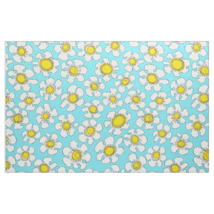 Tissu Motif simple ligne turquoise et jaune