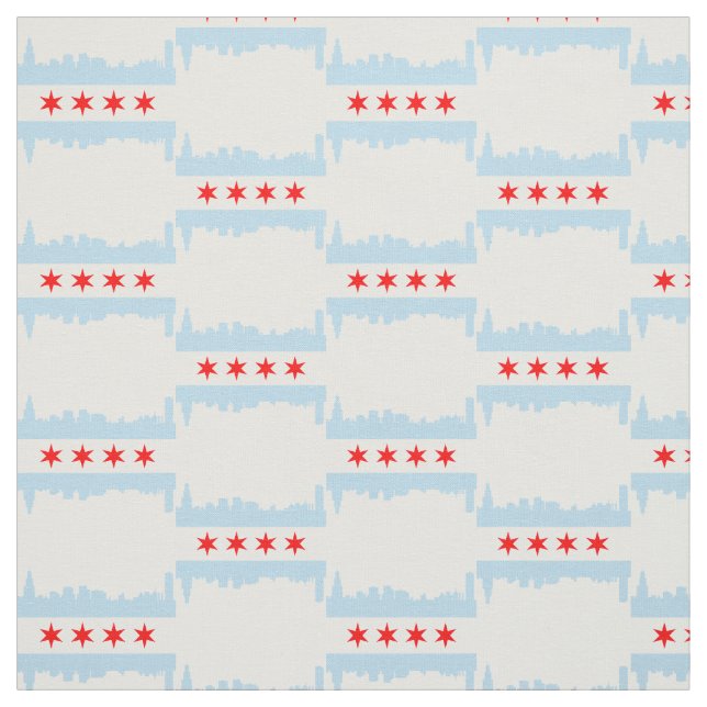 Tissu Motif Skyline du Chicago Flag (Échantillon)