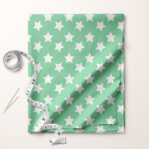 Tissu Motif spatial d'étoiles vert menthe chic