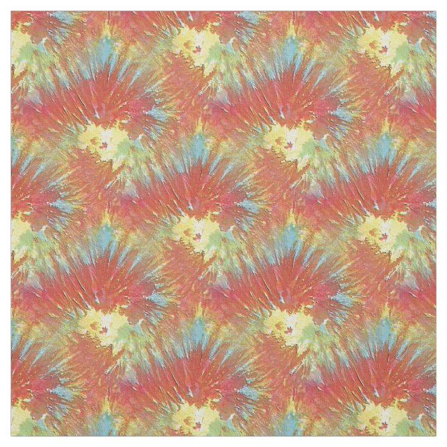 Tissu Motif spiral rouge jaune orange bleu Tie Dye (Échantillon)