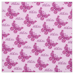 Tissu Motif stylisé par papillon nommé rose personnali