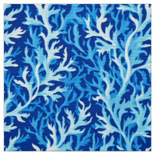 Tissu Motif textile du littoral d'algues bleues