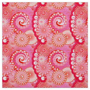 Tissu Motif tourbillon fractal, rose, fuchsia, corail