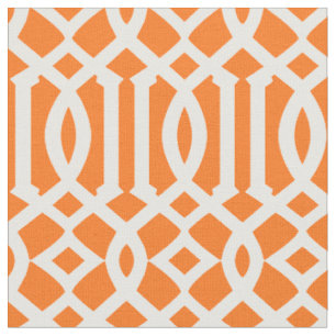 Tissu Motif trendy en treillis orange et blanc Trellis