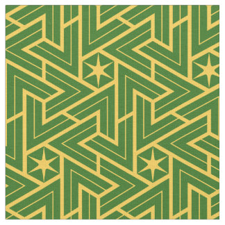 Tissu Motif Triangle Étoile Art Déco - Vert et Or
