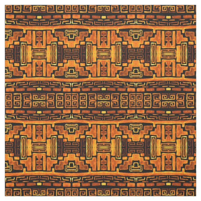 Tissu Motif tribal autochtone de bronze et Brown (Échantillon)