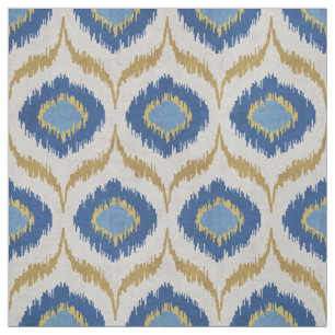 Tissu motif tribal Cool de l'or et de l'ikat bleu