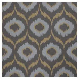 Tissu motif tribal Cool masculin noir gris d'or ikat