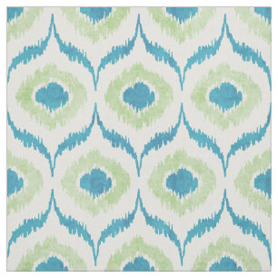 Tissu motif tribal Cool turquoise et vert des ikat