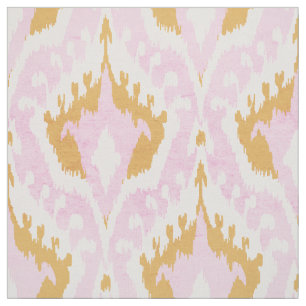 Tissu motif tribal de Cute girly gold et ikat rose