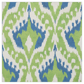 Tissu Motif tribal des ikat vert mignon et bleu turquois