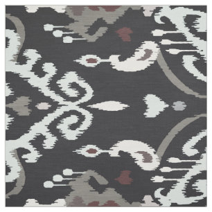 Tissu Motif tribal d'ikat blanc noir neutre audacieux