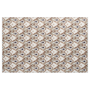 Tissu Motif tribal Ikat Brown foncé vert de mer clair
