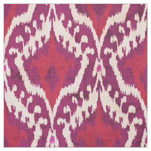 Tissu motif tribal mûr rouge et mauve ikat