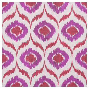 Tissu motif tribal mûr rouge et mauve ikat