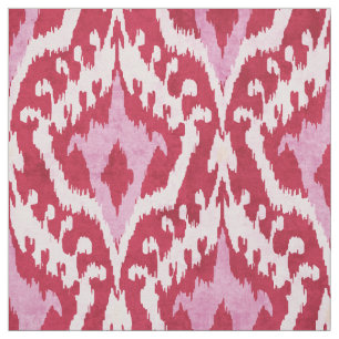 Tissu motif tribal mûr rouge et rose ikat