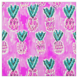 Tissu Motif tribal rose d'ananas d'aquarelle