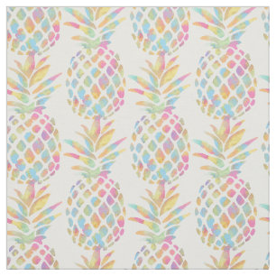 Tissu Motif tropical arc-en-ciel ananas aquarelle