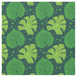 Tissu Motif tropical avec liana et feuilles monstères