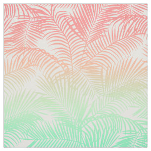 Tissu Motif tropical de palmiers de turquoise de corail