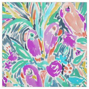 Tissu Motif tropical lunatique d'aquarelle de partie de