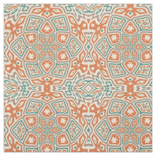 Tissu Motif turquoise de kaléidoscope de Taupe de