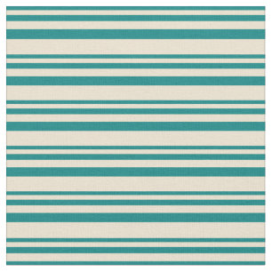 Tissu Motif turquoise et beige des rayures