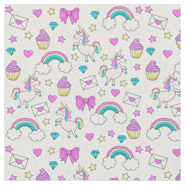 Tissu Motif Unicorn mignon (Fermer)