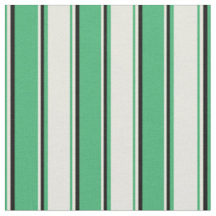 Tissu Motif vert mer, beige et noir