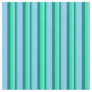 Tissu Motif vert, Turquoise et bleu ciel clair