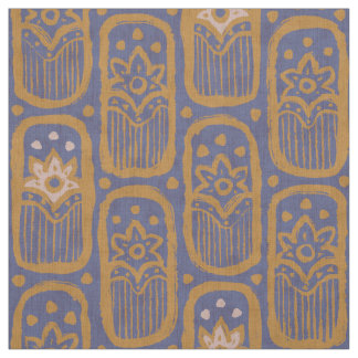 Tissu motif vintage bleu fleuri de style indien.