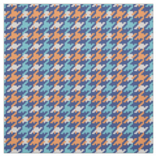 Tissu motif Vintage en plâtre bleu et orange